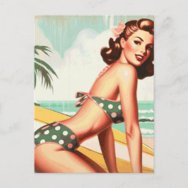 Cartão Postal Vintage Summer Beach Pin Up