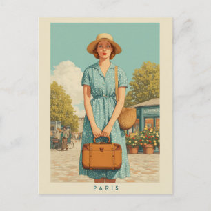 Cartão Postal Vintage Summer Stroll em Paris