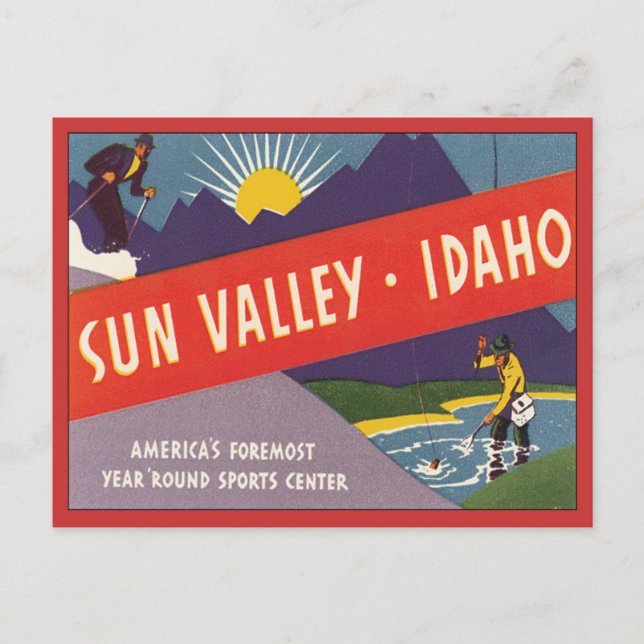 Cartão Postal Vintage Sun Valley Idaho (Frente)