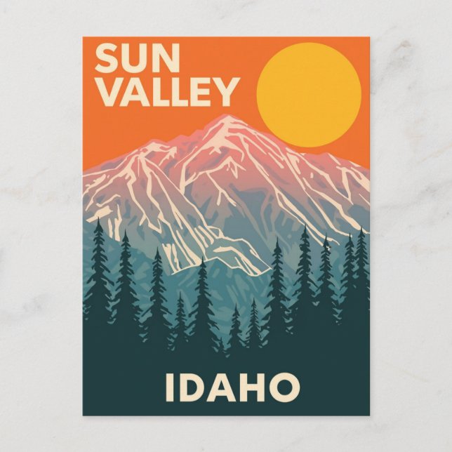 Cartão Postal Vintage Sun Valley Idaho Viagem (Frente)