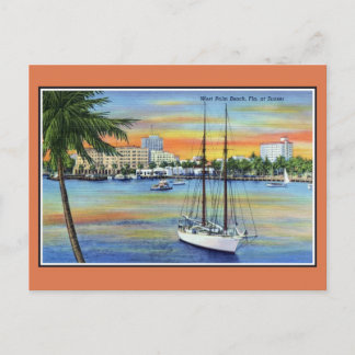Cartão Postal Vintage Sunset em West Palm Beach na Flórida