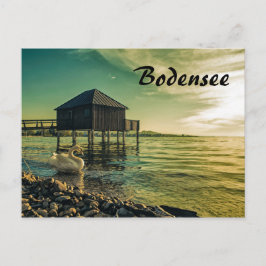 Cartão Postal Vintage Sunset no lago Constance