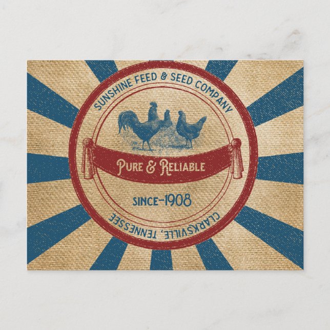 Cartão Postal Vintage Sunshine Feed Chickens Anúncio (Frente)