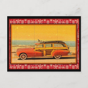 cartão postal vintage surf woodie