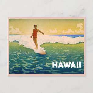 Cartão Postal Vintage Surfer no Havaí