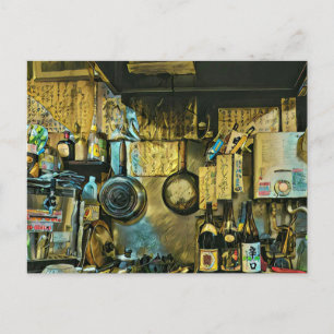 Cartão Postal Vintage Sushi Trabalho de arte