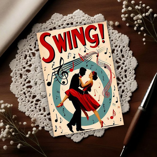 Cartão Postal Vintage Swing Dance Night  (Criador carregado)