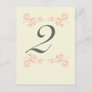 Cartão Postal Vintage Swirls, Laranja, Cinza Número da Mesa