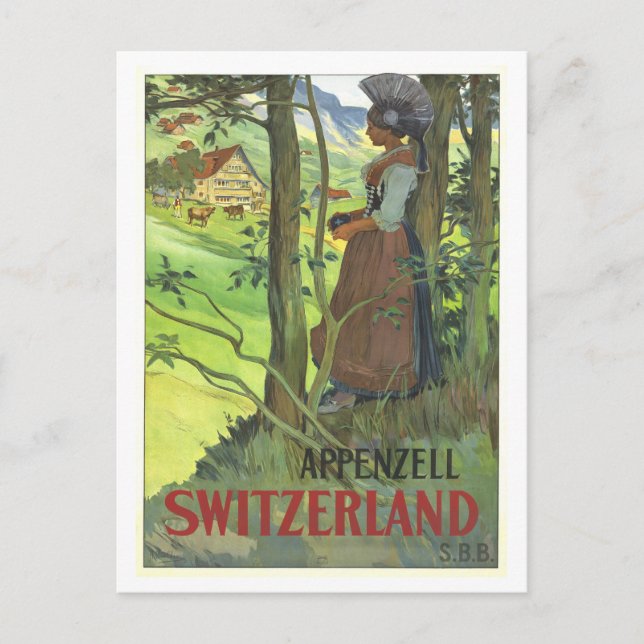 Cartão Postal Vintage Switzerland Travel Postcard (Frente)