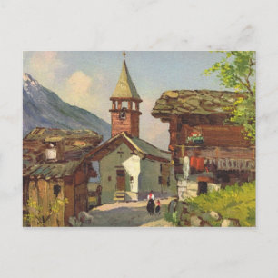 Cartão Postal Vintage Switzerlandillage no Valais