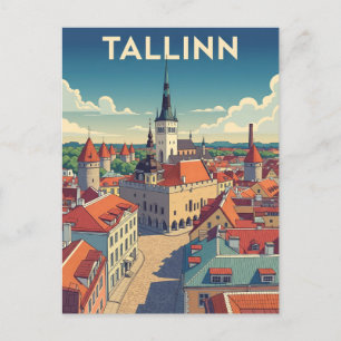 Cartão Postal Vintage Tallinn Estônia Viagem