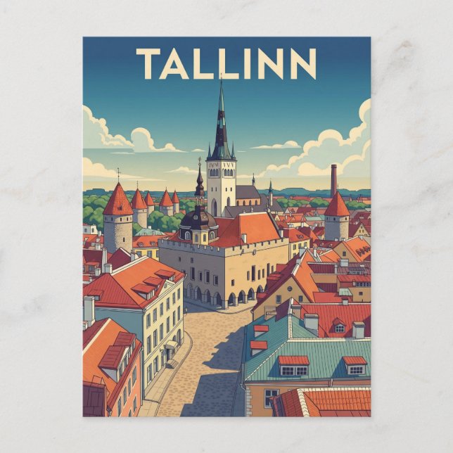 Cartão Postal Vintage Tallinn Estônia Viagem (Frente)