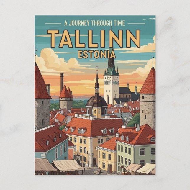 Cartão Postal Vintage Tallinn Estônia Viagem (Frente)