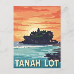 Cartão Postal Vintage Tanah Lot Bali Viagem da Indonésia