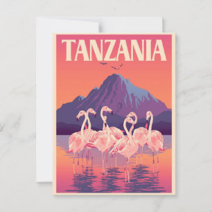 Cartão Postal Vintage Tanzania Africa Flamingo Mountain Viagem