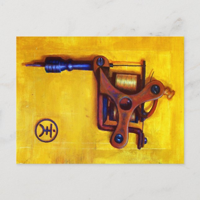 Cartão Postal Vintage Tattoo Machine (Yellow) (Frente)