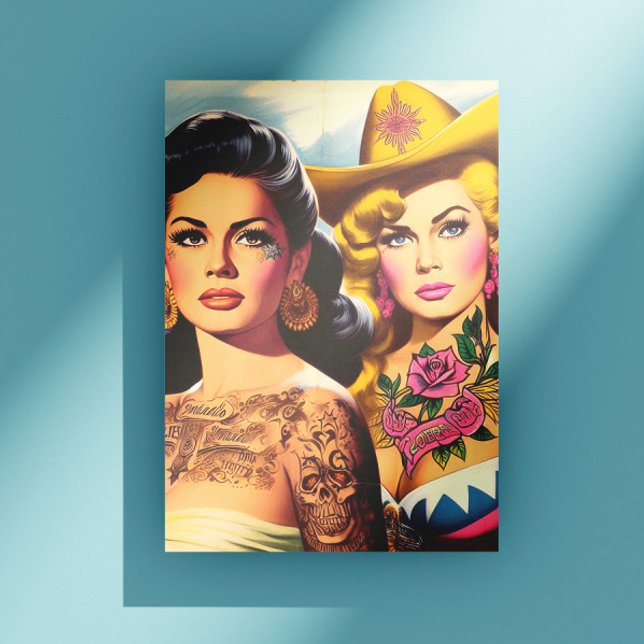 Cartão Postal Vintage Tattooed Cowgirls (Criador carregado)