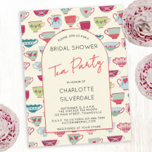Vintage Tea Party Bridal Shower Invitation