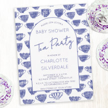 Vintage Teacup Watercolor Tea Party Baby Shower