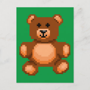 Cartão Postal Vintage Teddy Bear - Pixel Art