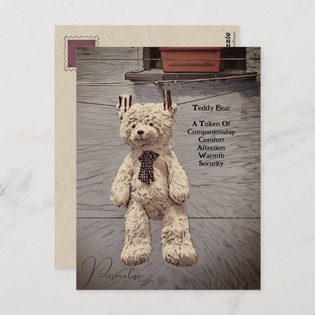 Cartão Postal Vintage Teddy Bear Symbolism Quote Bonito (Frente/Verso)