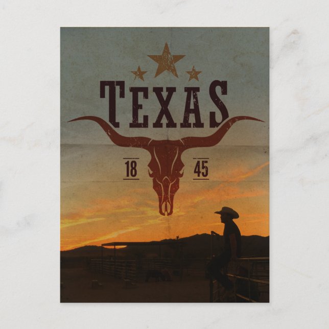 Cartão postal Vintage Texas Cowboy Viagem (Frente)