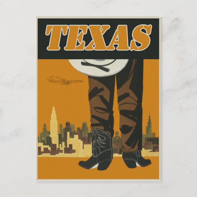 Cartão Postal Vintage Texas Viagem (Frente)