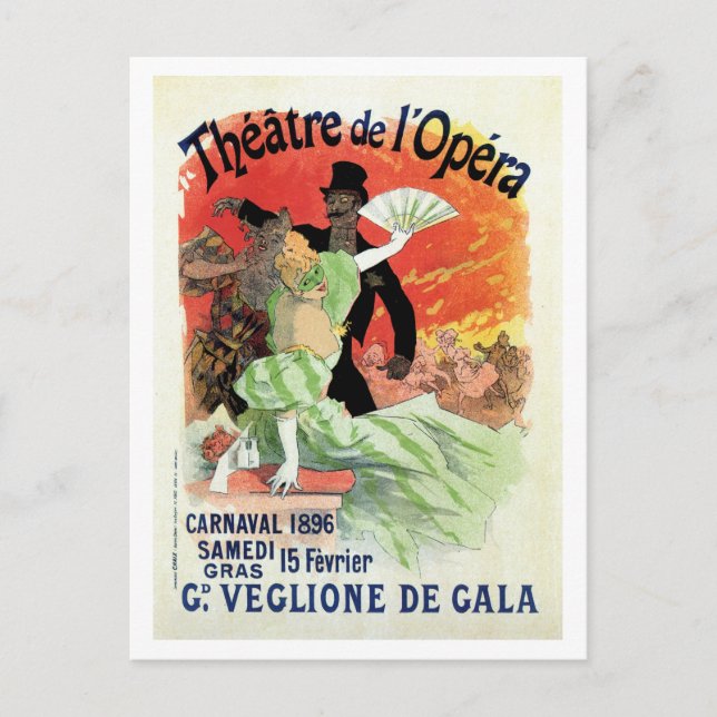 Cartão Postal Vintage Theater Opera Carnaval 1896 (Frente)