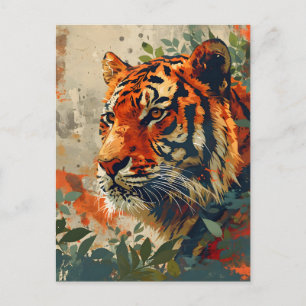 Cartão Postal Vintage Tiger: Parabéns majestosos
