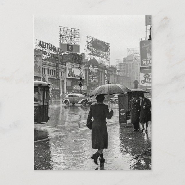 Cartão Postal Vintage Times Square NYC Rainy Day (Frente)