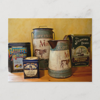 Cartão Postal Vintage Tins e Jugs