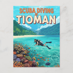 Cartão Postal Vintage Tioman Malásia Scuba Diving