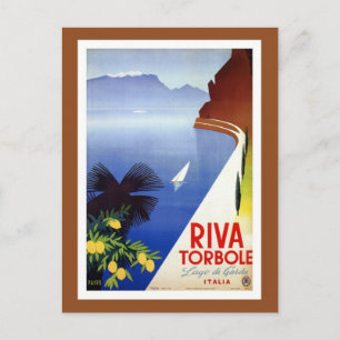Cartão Postal Vintage Torbole Riva Lake Garda viagem italiano