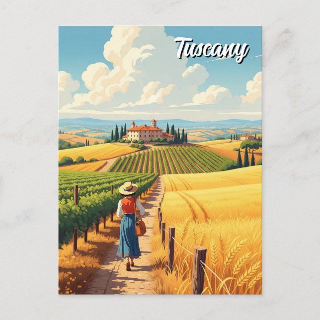 Cartão Postal Vintage Toscânia Itália (Frente)