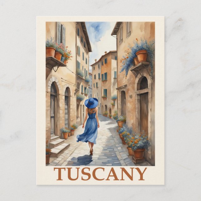 Cartão Postal Vintage Toscânia Itália Viagem italiano (Frente)