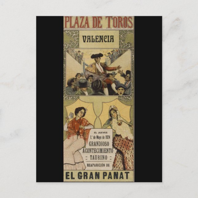 Cartão Postal Vintage touradas espanholas Valencia (Frente)