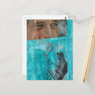 Cartão Postal Vintage Trabalhadores Homens Preto Branco Azul 