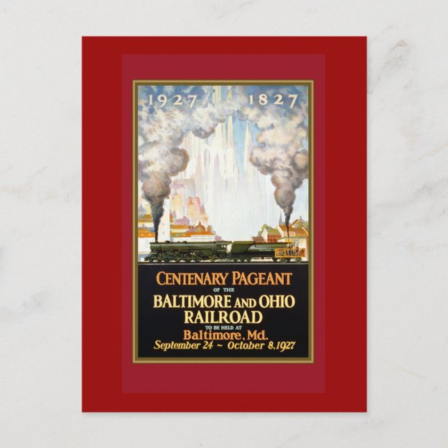 Cartão Postal Vintage Train Poster de viagens Art (Frente)