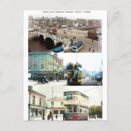 Cartão Postal Vintage Trams na cidade de Dublin, Irlanda