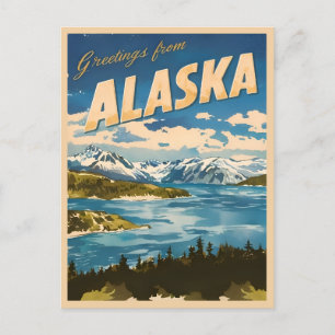 Cartão Postal Vintage Travel Alaska Paisagem Natural Retro 