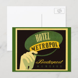 Cartão Postal Vintage Travel Budapest Hungary Bellhop Hat
