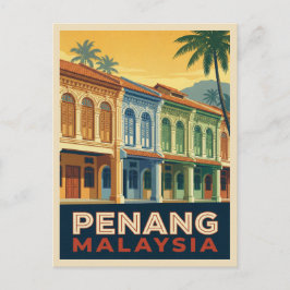 Cartão Postal Vintage Travel Penang Malaysia Retro Scenic