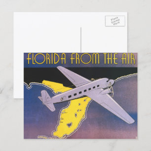 Cartão Postal Vintage Travel Poster, Florida from Air Airplane