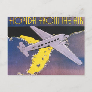 Cartão Postal Vintage Travel Poster, Florida from Air Airplane