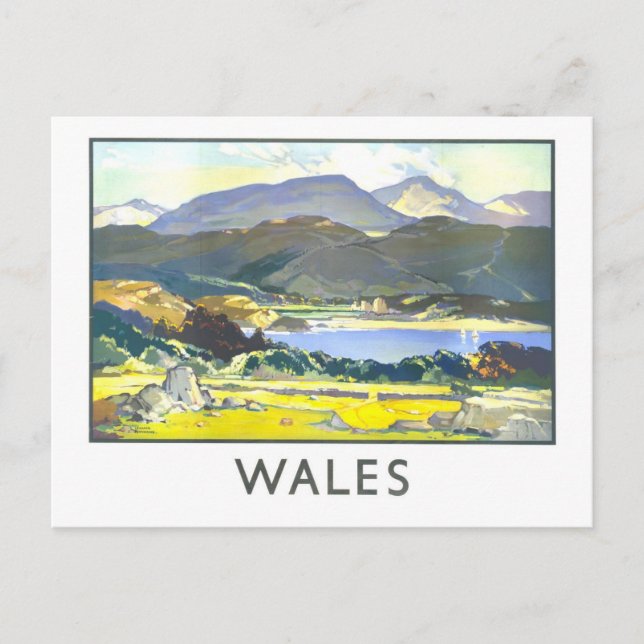 Cartão Postal Vintage Travel Poster for Wales (Frente)