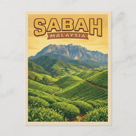 Cartão Postal Vintage Travel Sabah Borneo Malaysia Nature Retro