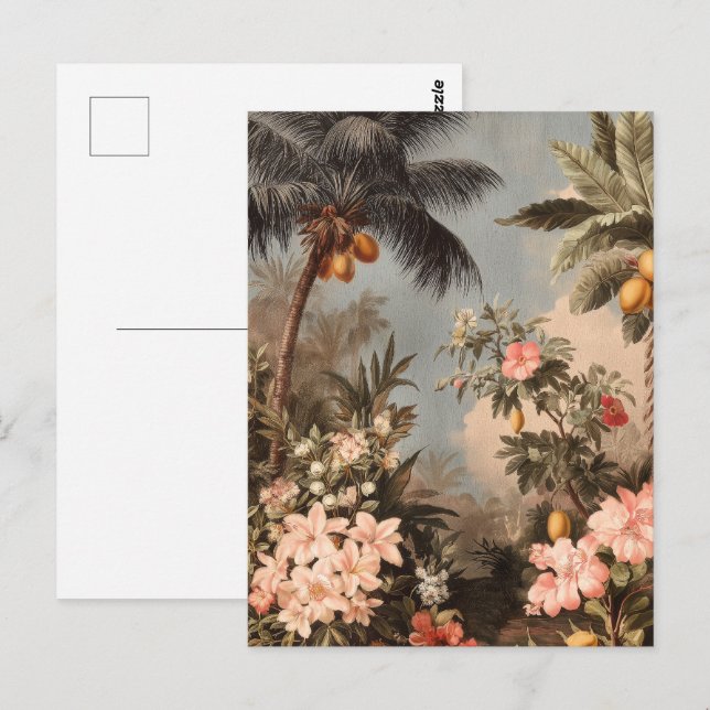 Cartão Postal Vintage Tropical Paradise with Palm Trees (Frente/Verso)