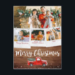 Cartão Postal Vintage Truck Christmas | Colagem de Fotografias C<br><div class="desc">Faça esta feliz de Natal e brilhe com a nossa bela colagem de cores aquáticas e nostálgicas em fotos, com espaço para quatro fotos e charmoso caminhão vermelho-rústico. Adicione uma foto adicional e uma mensagem personalizada ao verso. Não há nada como ter um cartão com fotos personalizado no correio. Esta...</div>