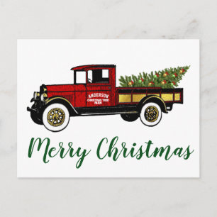 Cartão Postal Vintage Truck Sua Fazenda De Árvore De Natal