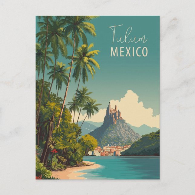 Cartão Postal Vintage Tulum Viagem do México (Frente)